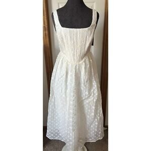 NEW Lulus White Lace-Up Corset Midi Dress – Size S
